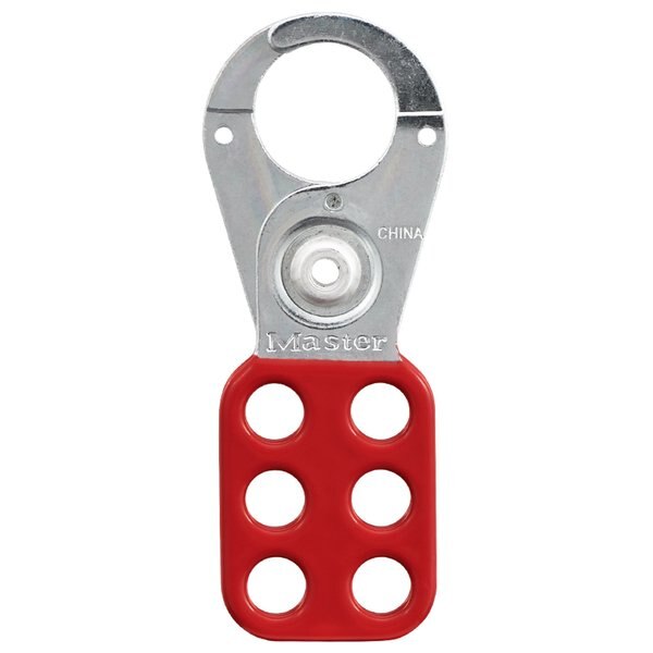 Lockout Tagout Hasp with Vinyl-Coated Handle, 1 in Jaw Clearance, Steel, Red