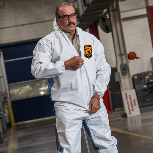 Hooded Coveralls, White, M, Elastic, PK25, White, Zipper