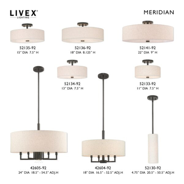 Meridian 4 Light English Bronze Pendant Chandelier