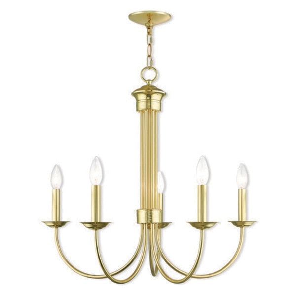 Estate 5 Light Polished Brass Chandelier