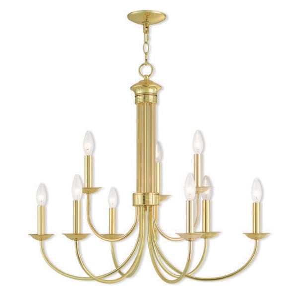 Estate 9 Light Polished Brass Chandelier