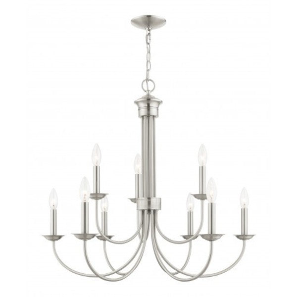 Brushed Nickel Chandelier, 9 Light