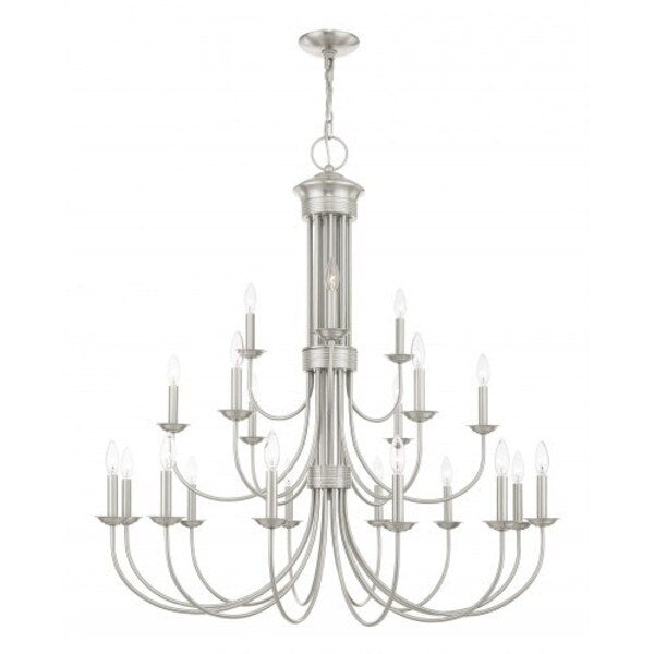 Brushed Nickel Chandelier, 21 Light