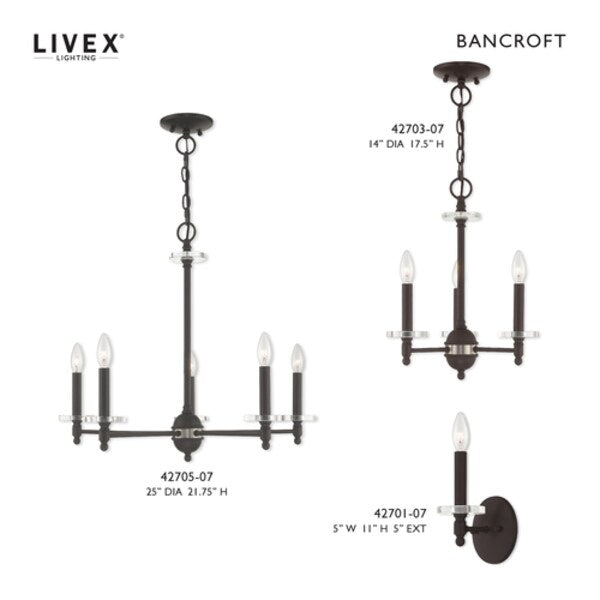 Bancroft 1 Light Bronze Wall Sconce