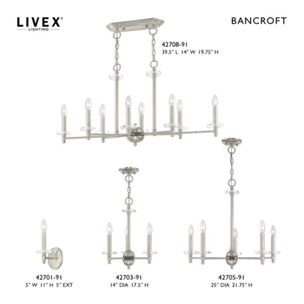 Bancroft 8 Light Brushed Nickel Linear C