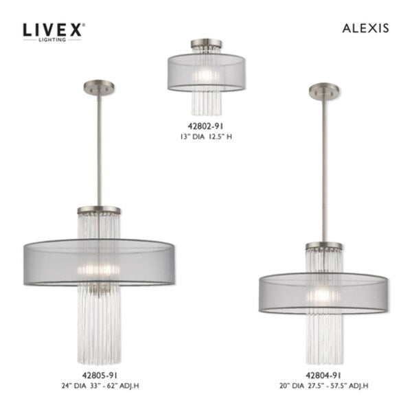 Alexis 1 Light Brushed Nickel Ceiling Mo