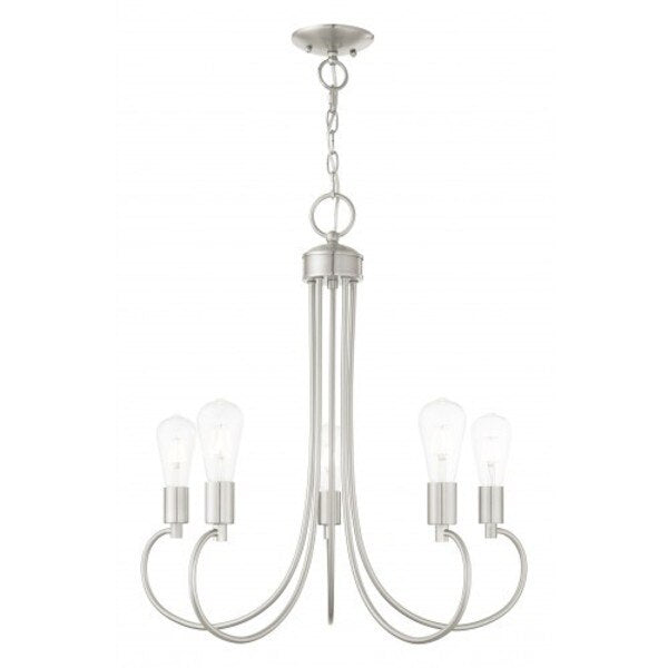 Brushed Nickel Chandelier, 5 Light
