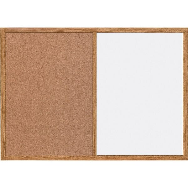 Bulletin/Whiteboard Combination 3 ft.x4ft., Oak Frame