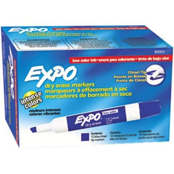 Dry Erase Marker, Chisel Tip, Blue PK12 Low Odor