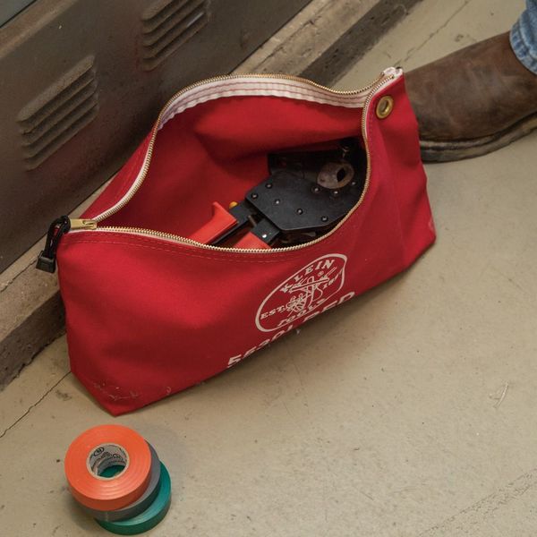 Canvas Bag with Zipper, Large Red, Canvas, Red