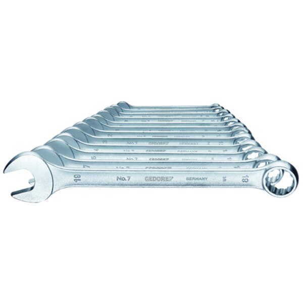 Combination Wrench Set, 12 pcs., 6-19mm, Finish: Chrome plated