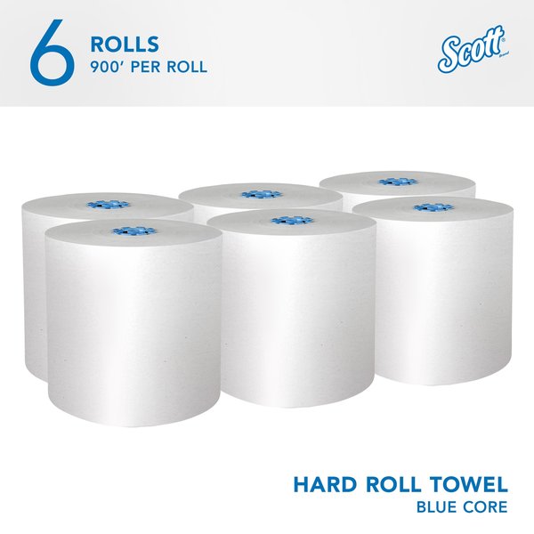 Hard Roll Towels with Absorbency Pockets, for Blue Core Dispensers, White, (900'/Roll, 6 Rolls/Case)