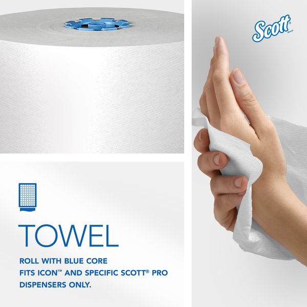 Hard Roll Towels with Absorbency Pockets, for Blue Core Dispensers, White, (900'/Roll, 6 Rolls/Case)