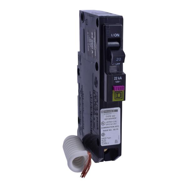Circuit Breaker, 20, 120V AC, 1 Pole, Plug-In Mounting Style, QO Series