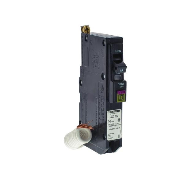 Circuit Breaker, 15, 120V AC, 1 Pole, Bolt-On Mounting Style, QOB Series