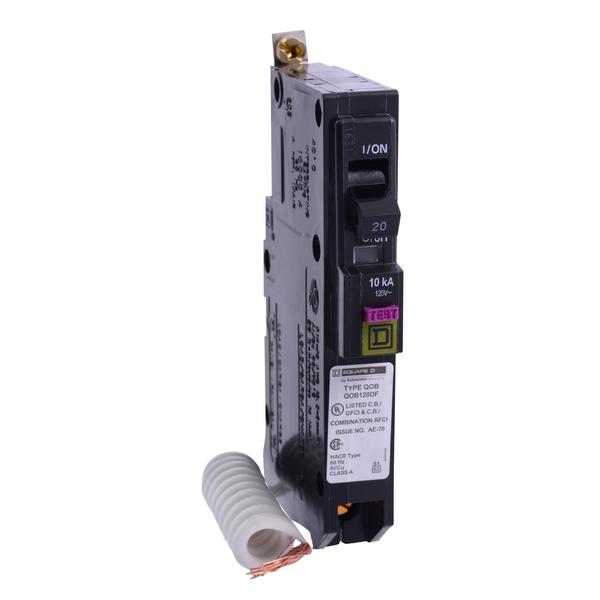 Circuit Breaker, 20, 120V AC, 1 Pole, Bolt-On Mounting Style, QOB Series