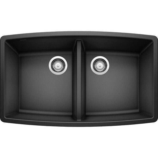 Performa Silgranit 50/50 Double Bowl Undermount Kitchen Sink - Anthracite