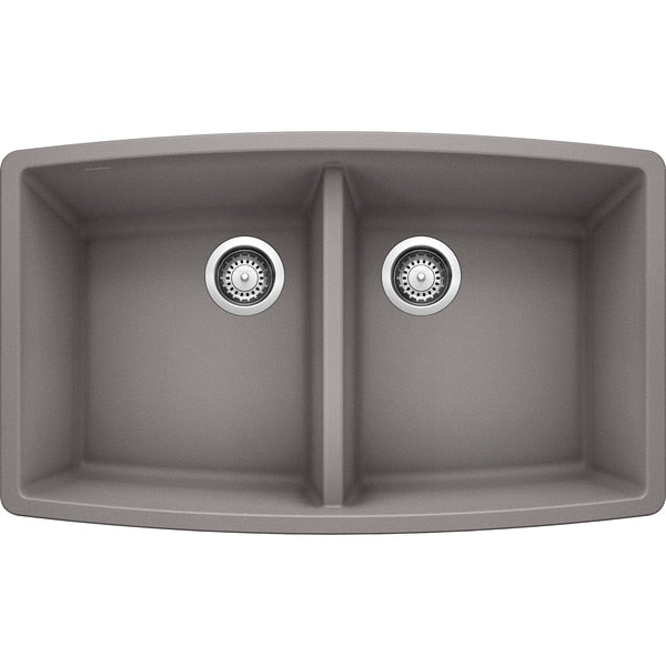 Performa Silgranit 50/50 Double Bowl Undermount Kitchen Sink - Metallic Gray