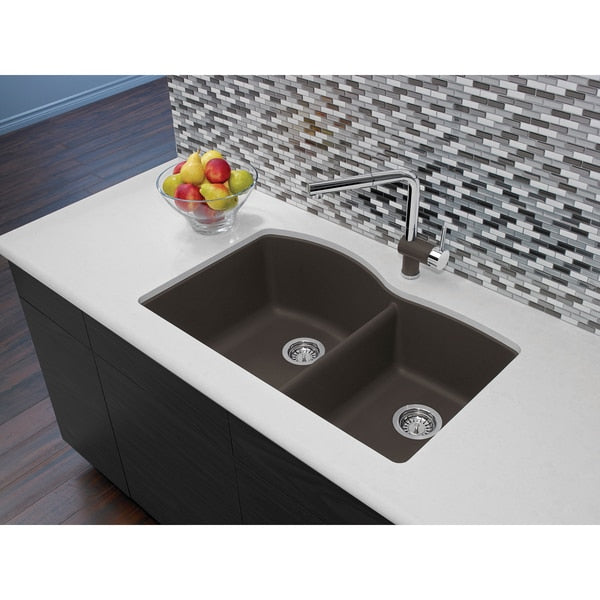 Diamond Silgranit 60/40 Double Bowl Undermount Kitchen Sink - Cafe