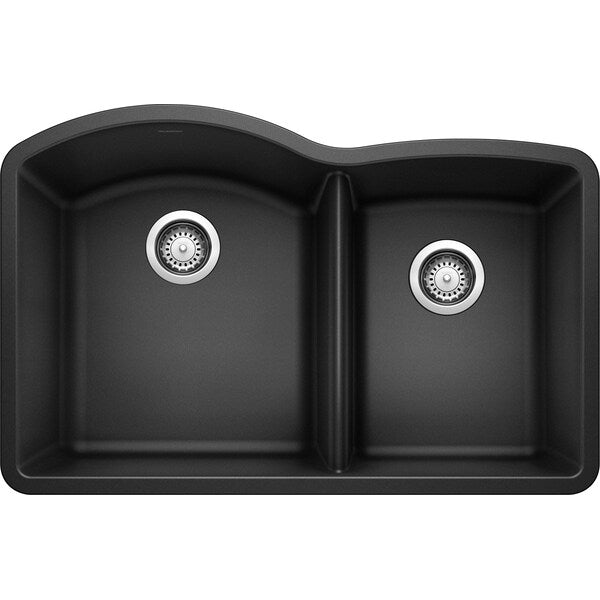 Diamond Silgranit 60/40 Double Bowl Undermount Kitchen Sink - Anthracite