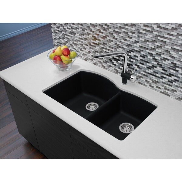 Diamond Silgranit 60/40 Double Bowl Undermount Kitchen Sink - Anthracite