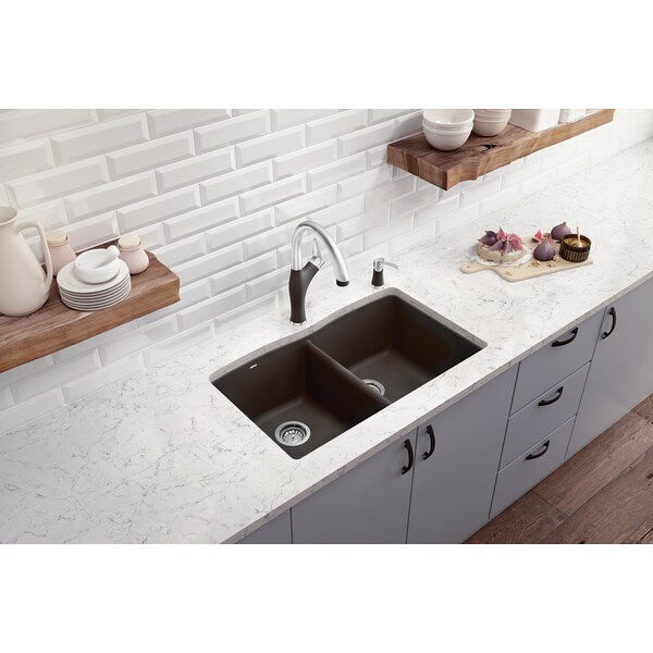 Diamond Silgranit 50/50 Double Bowl Undermount Kitchen Sink - Cafe