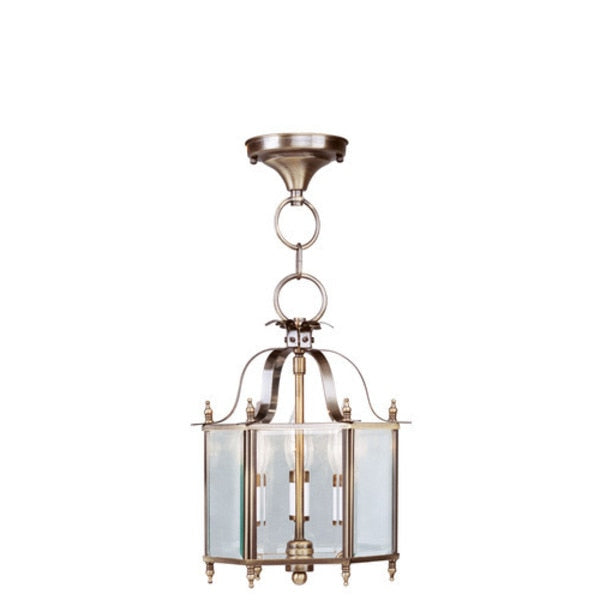Livingston 3 Light Antique Brass Convertible Pendant/Ceiling Mount