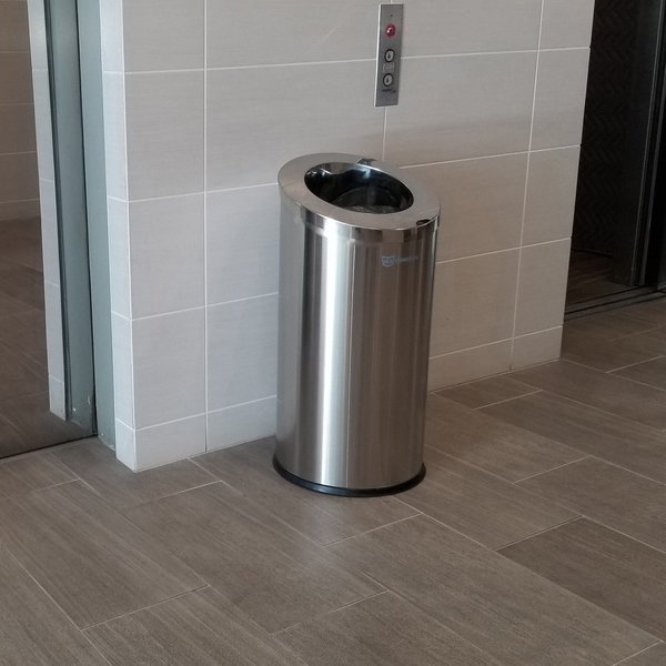 15 gal Round Trash Can, Silver, Stainless Steel