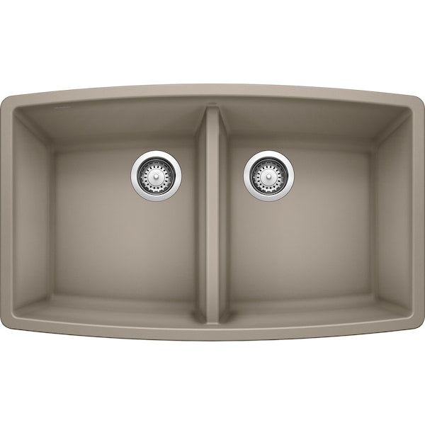 Performa Silgranit 50/50 Double Bowl Undermount Kitchen Sink - Truffle