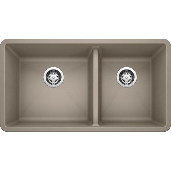 Precis Silgranit 60/40 Double Bowl Undermount Kitchen Sink -Truffle