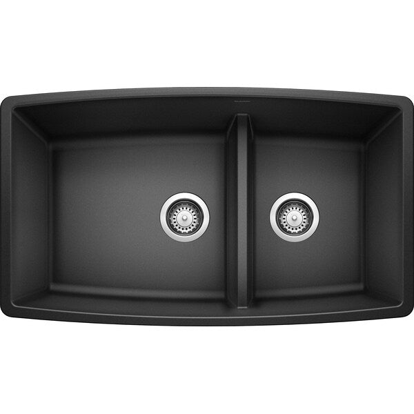 Performa Silgranit 60/40 Double Bowl Undermount Kitchen Sink with Low Divide - Anthracite