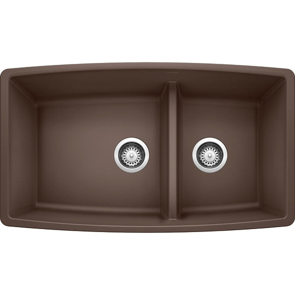 Performa Silgranit 60/40 Double Bowl Undermount Kitchen Sink with Low Divide - Cafe