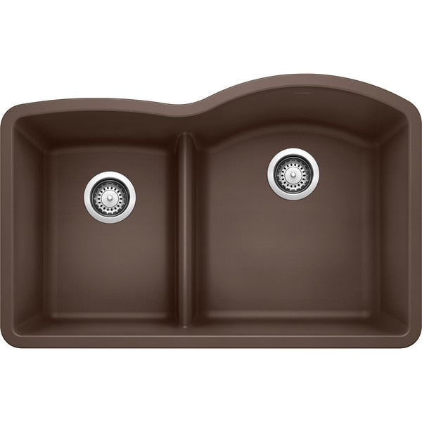 Diamond Silgranit 40/60 Double Bowl Undermount Kitchen Sink with Low Divide - Cafe