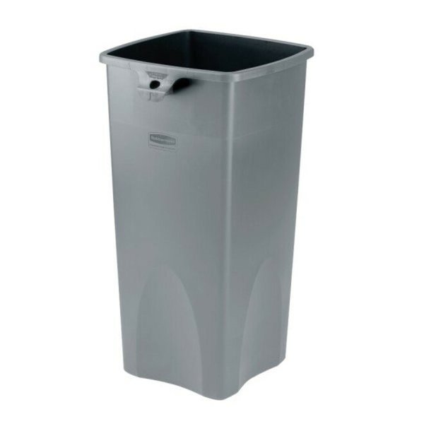 23 gal Square Trash Can, Gray, 15 1/2 in Dia, None, Polyethylene