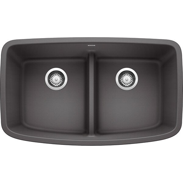 Valea Silgranit Equal Double Kitchen Sink with Low Divide - Cinder
