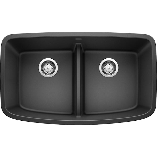 Valea Silgranit Equal Double Kitchen Sink with Low Divide - Anthracite
