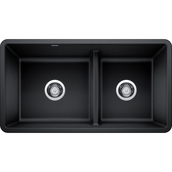Precis Silgranit Reversible 60/40 Double Bowl Undermount Kitchen Sink with Low Divide - Anthracite