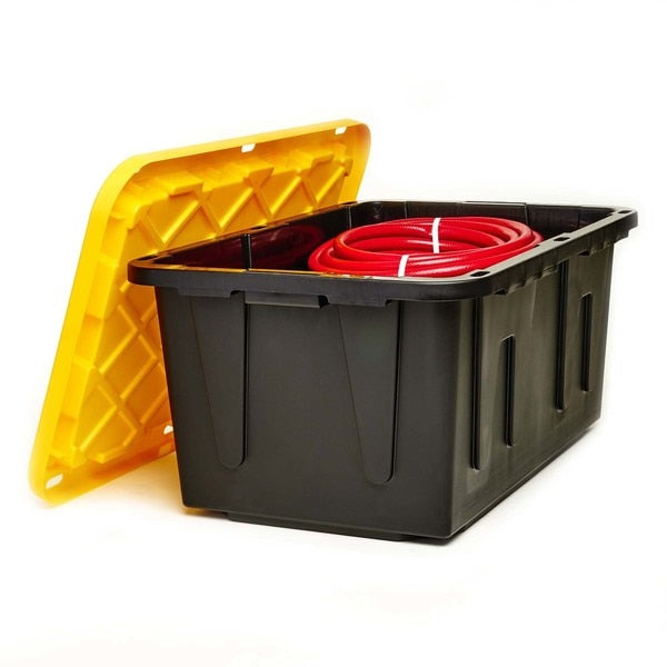Storage Tote, Black/Yellow, Polypropylene, 30 3/4 in L, 20 1/2 in W, 14 3/8 in H