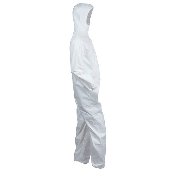 Hooded Disposable Coveralls, 25 PK, White, KleenGuard A40, Zipper