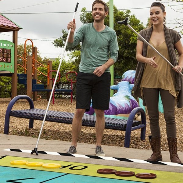 Shuffleboard Set, 4 Cue, 8 Plstc Dscs, PK12