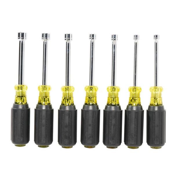 Hollow Shank Nut Driver Set, 3 in Shafts, Ergonomic Cushion Grip, Metric, 7-Piece