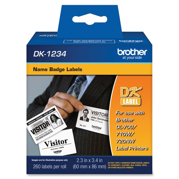 Adhesive Name Badge Labels, Wht, PK260