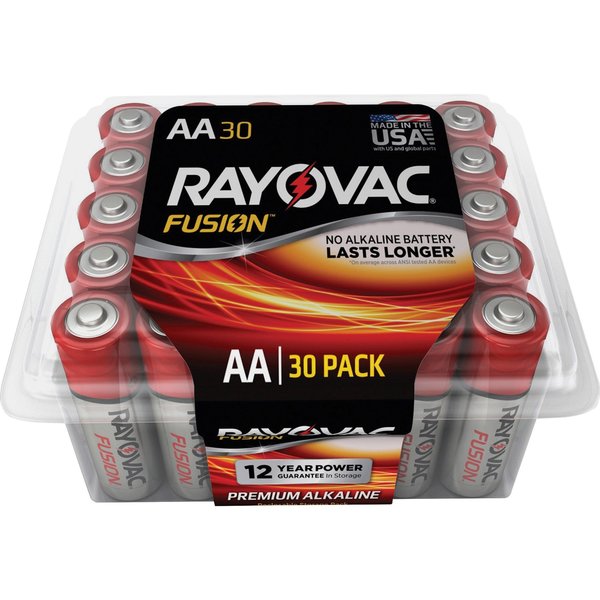 Fusion AA Alkaline Battery, 1.5V DC, 30 Pack