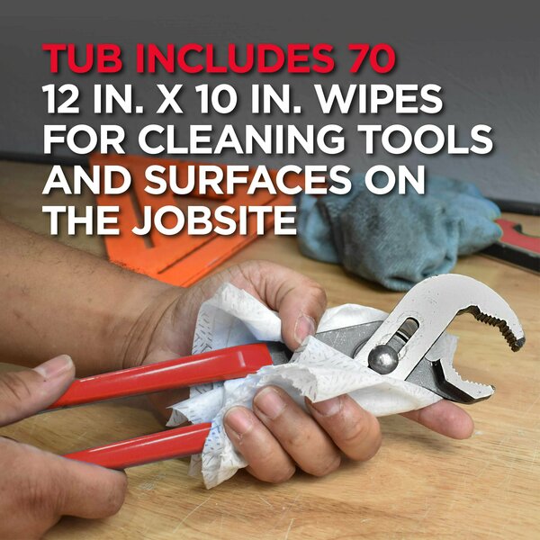 HerculesÂ® 12 in. x 10 in. Multi-Purpose Jobsite Wipes, Dispenser Tub of 70 Towels