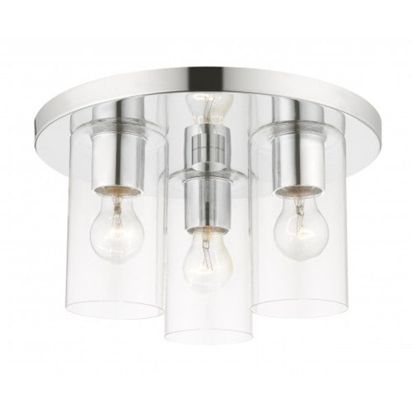 Polished Chrome Flush Mount, 3 Light
