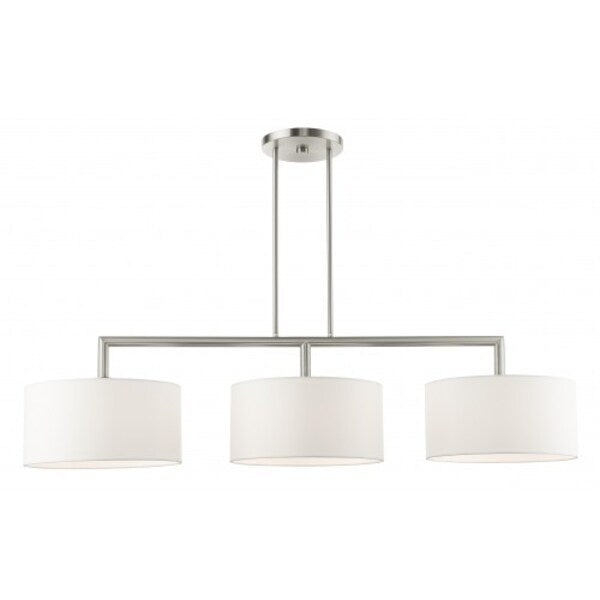 Brushed Nickel Linear Chandelier, 3 Light