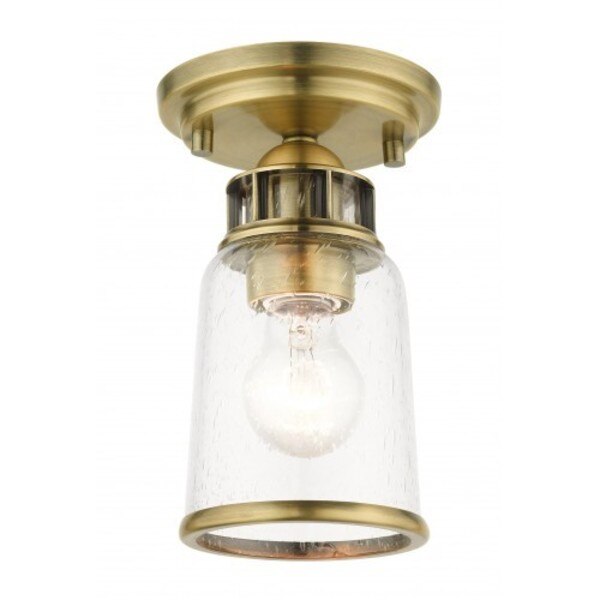 Antique Brass Flush Mount, 1 Light