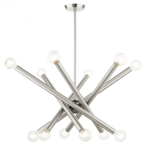 Brushed Nickel Chandelier, 12 Light