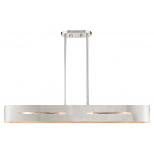 Brushed Nickel Linear Chandelier, 4 Light