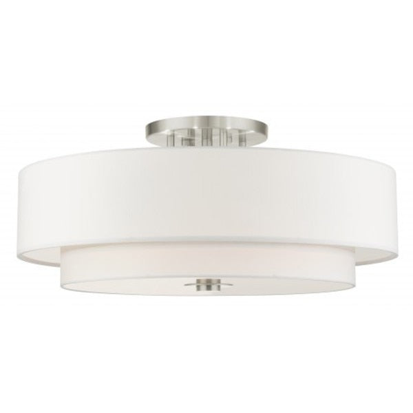 Brushed Nickel Semi Flush, 6 Light